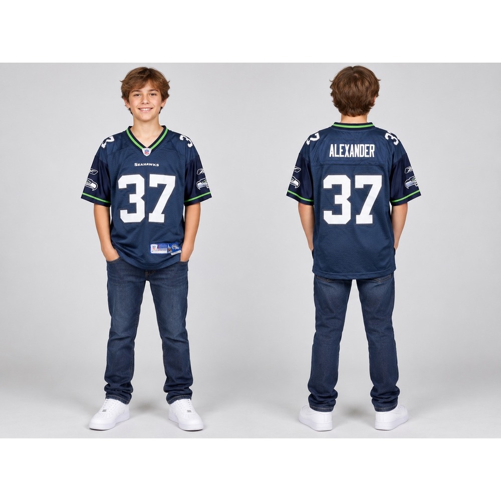 Reebok Seattle Seahawks Shaun Alexander 37 NFL Youth Large 14-16 Football Jersey